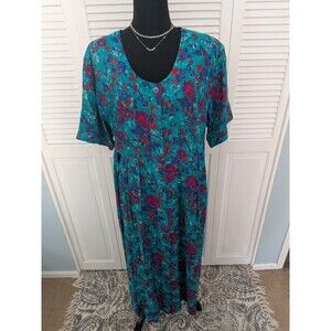 Kathryn Deene Dress Womens 16 Vtg Colorful Green Retro Cottagecore Y2K 90s Maxi